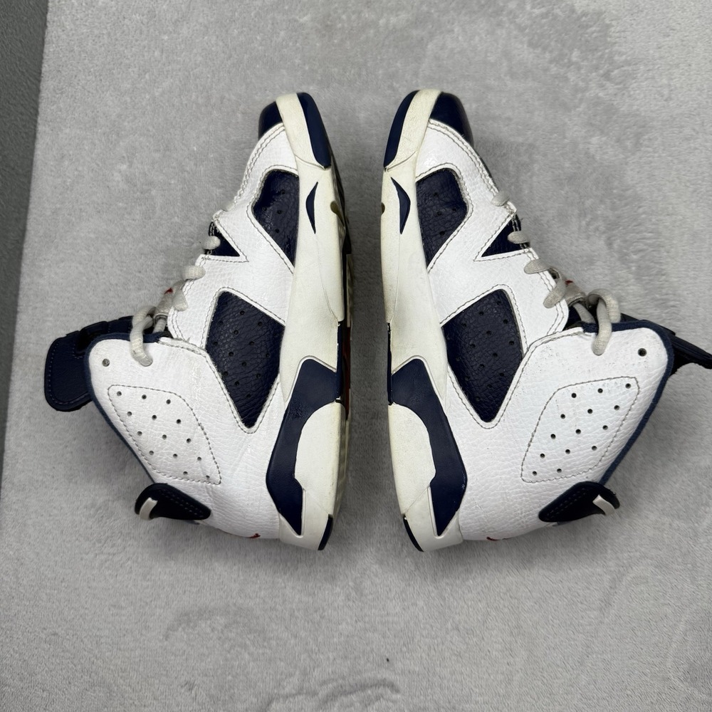 Air Jordan 6 Retro Olympic 2024 PS Kids 1Y White Navy Red DV3605-164 - Picture 4 of 8